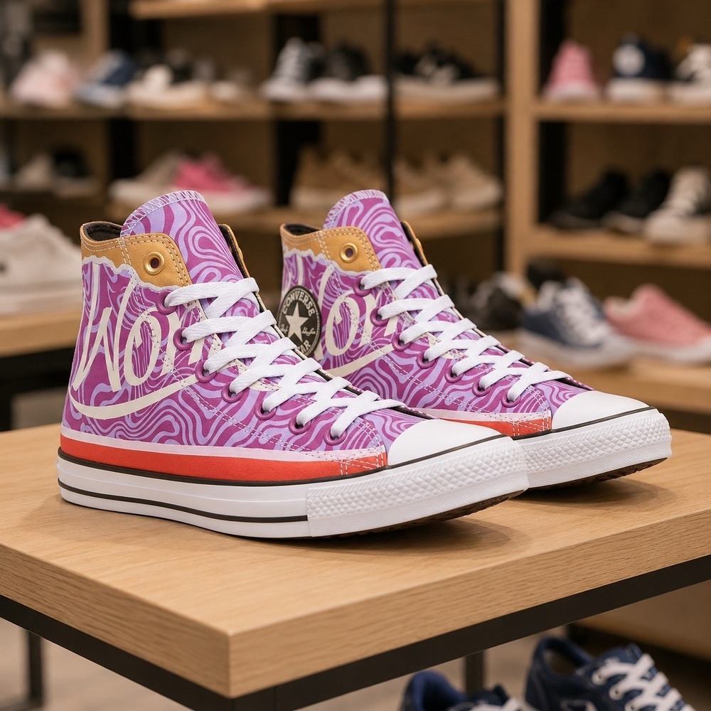 NEW Wonka x Converse Chuck Taylor High Swirl Pixel Purple Novelty M6.5‎ W8.5
